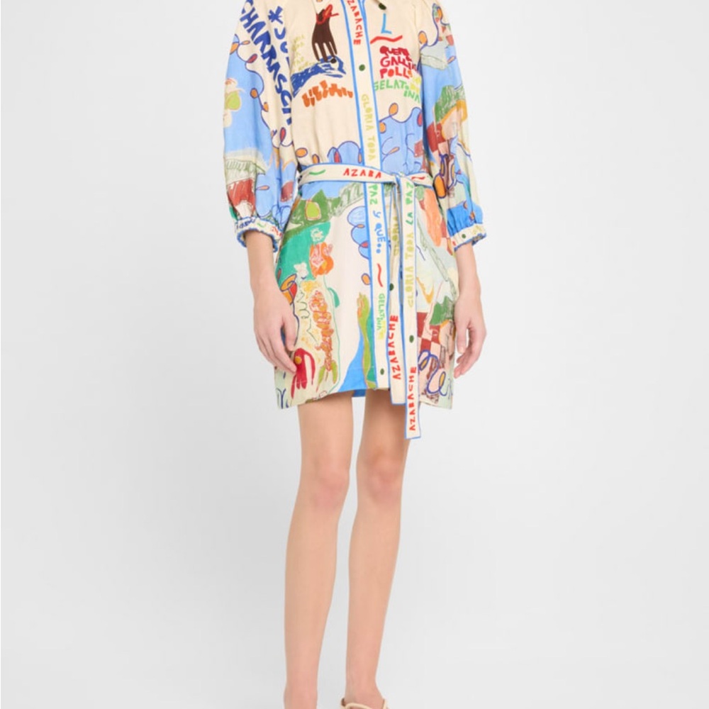 Nwt ALEMAIS shirtdress printed custom artwork in collaboration w Nadia Hernandez - Picture 8 of 9